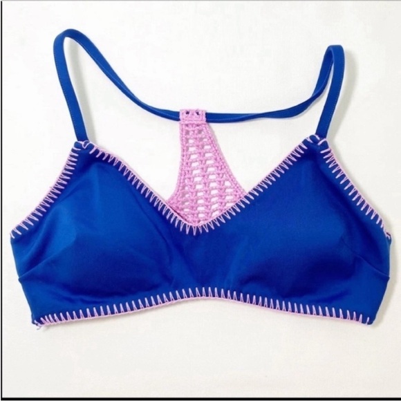 Victoria’s Secret crocheted swim top padded bra Pink & Blue Size XS - Picture 9 of 10